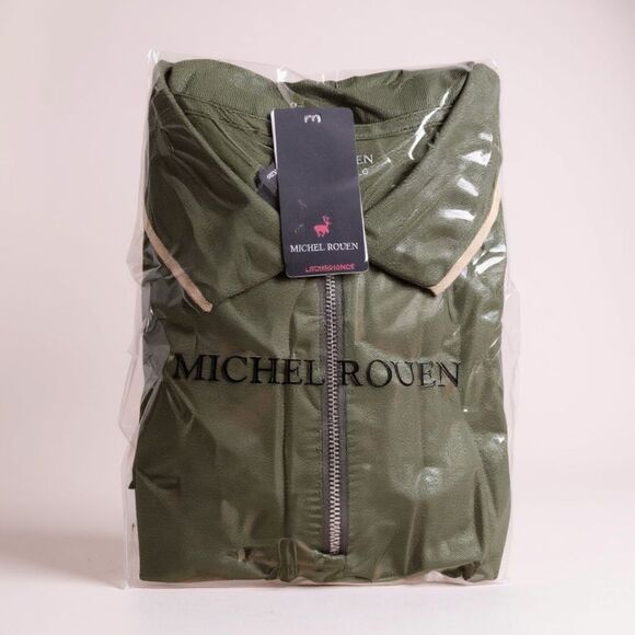 Michael Rouen Performance Polo Shirt Men 3XL Green Striped Short Sleeve Golf NWT - Picture 2 of 4